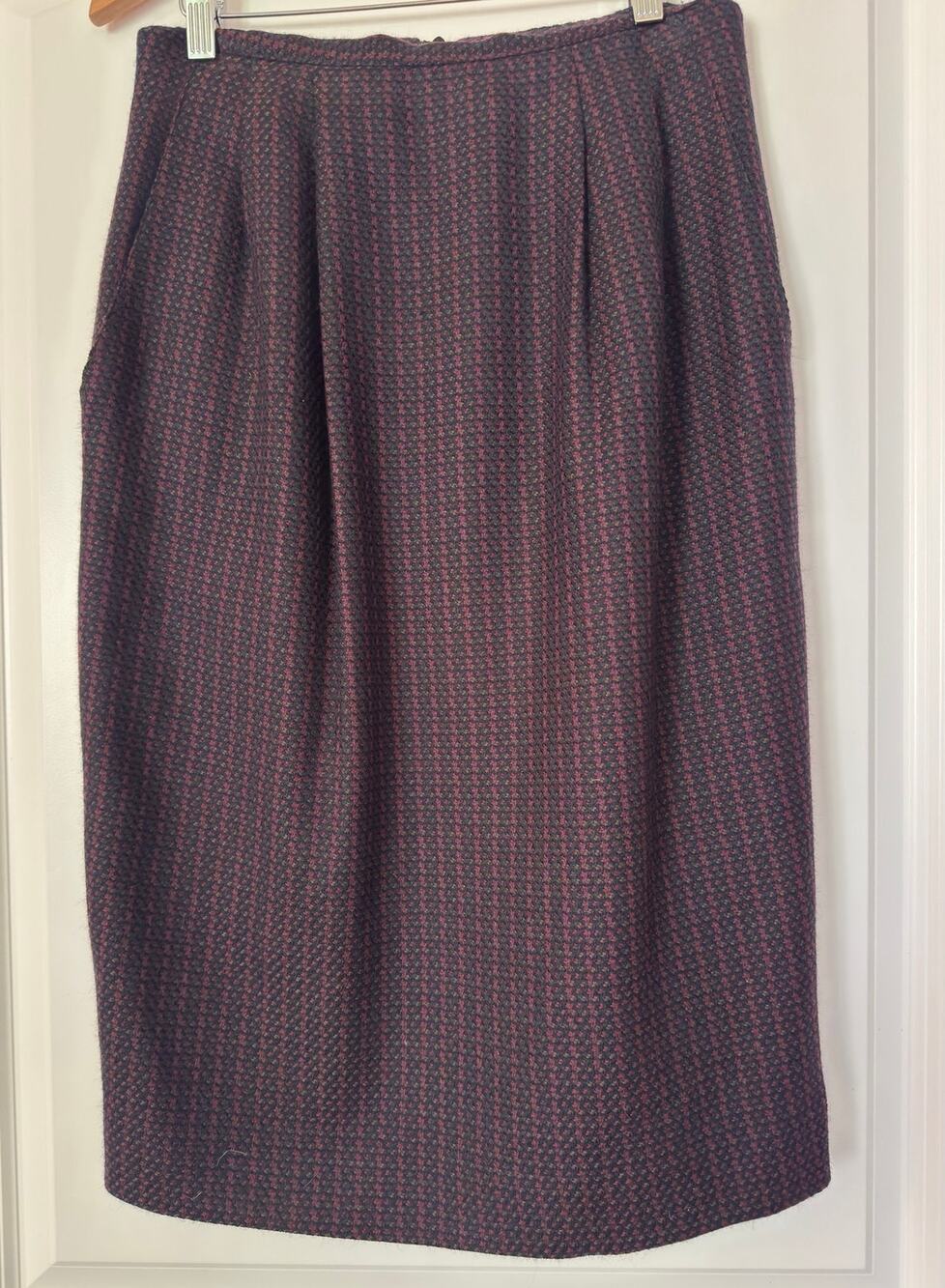 Vintage Austin Reed of Regent Street Wool Midi Pencil Skirt Preppy Pockets - 8
